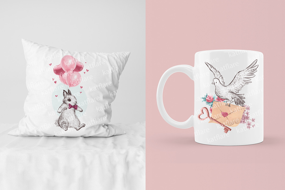 Valentine bunny kit, an Animal Illustration by Funnystore (Photo 2 of 14)