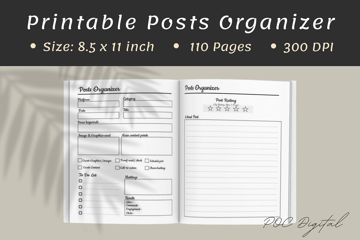 Simple Social Media Posts Planner, a Print Template by POC Digital (Photo 2 of 4)