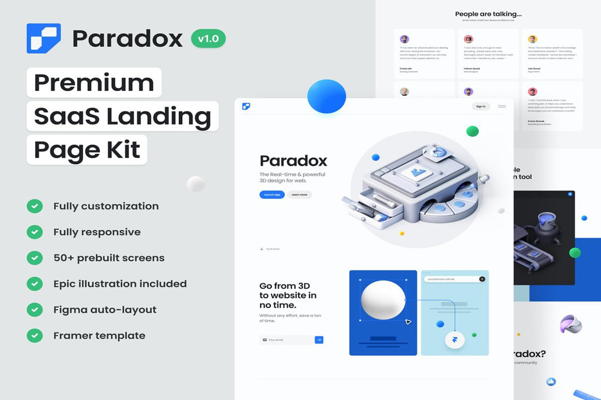 Paradox–Premium SaaS landing page, a React Template by Lumina_ui_ux202 (Photo 1 of 8)