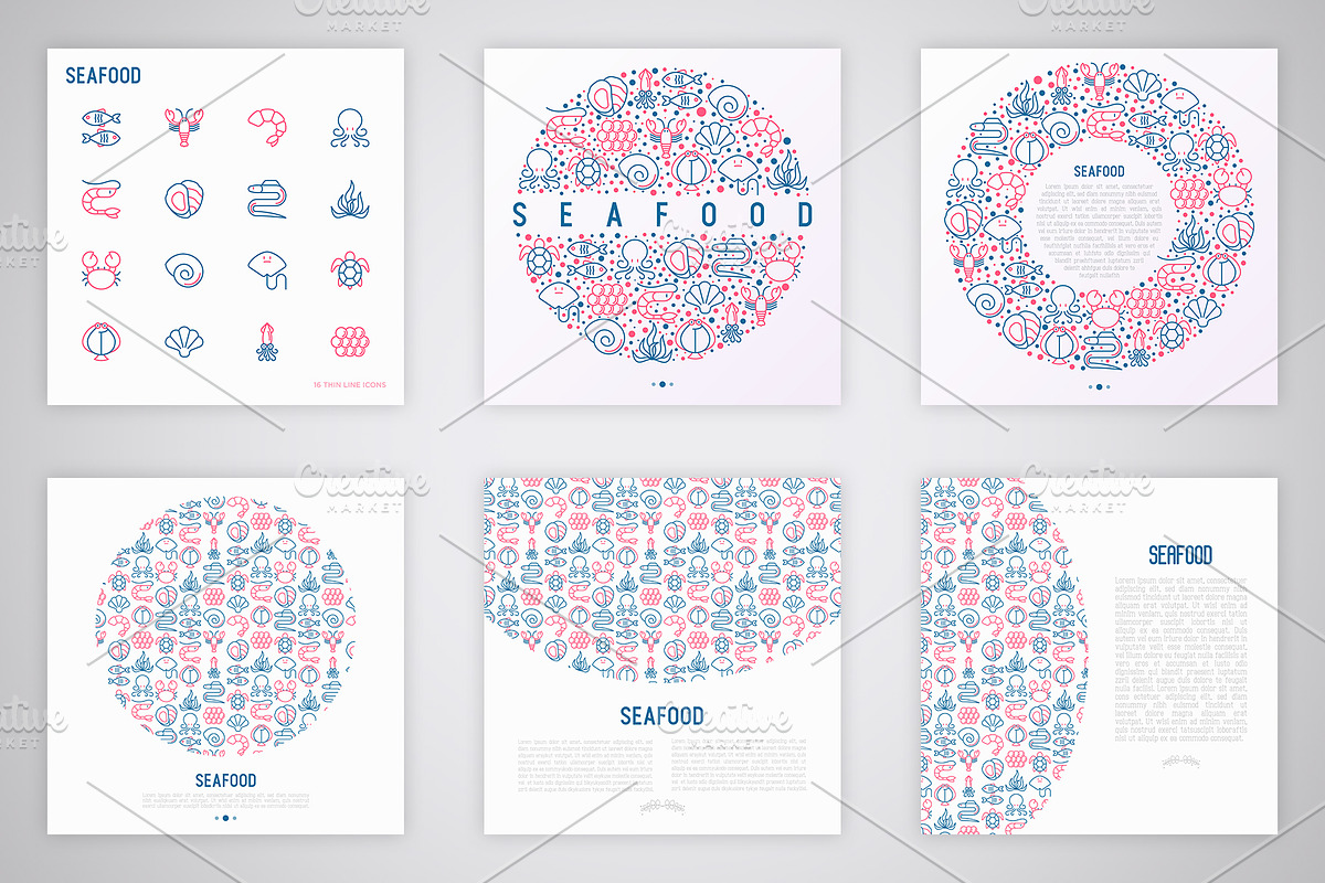 Seafood Icons Set | Concept, an Outline Icon by Alex Blogoodf (Photo 7 of 12)