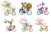 Animal Riding Bike Stickers Clipart, an Illustration by DreamArtGraphic (Thumbnail 3 of 3)