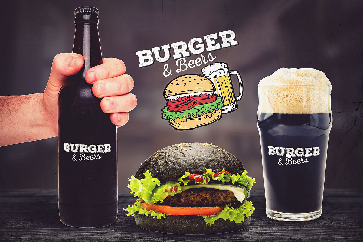 Burger&Beer Mock-up / Scene Creator, a Product Mockup by relineo.mock-ups (Photo 8 of 16)
