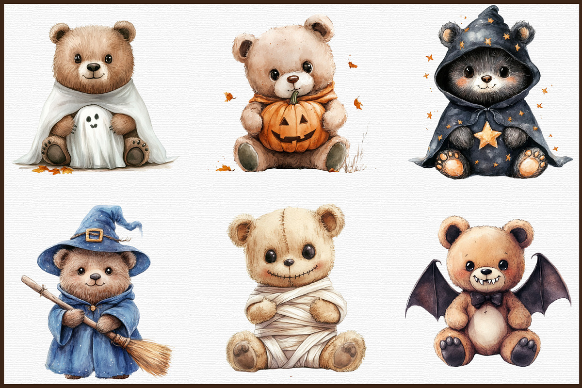 Halloween Cute Bear Clipart, an Illustration by Sublimation Artist (Photo 3 of 6)