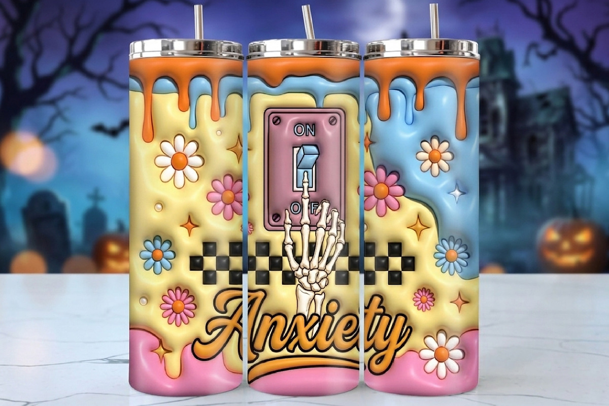 Anxiety Skeleton Tumbler Wrap 20oz, a Decorative Illustration by Creative Art (Photo 1 of 3)