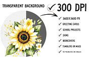 Watercolor Sunflower Summer Clipart, an Illustration by Craft Nest (Thumbnail 2 of 12)