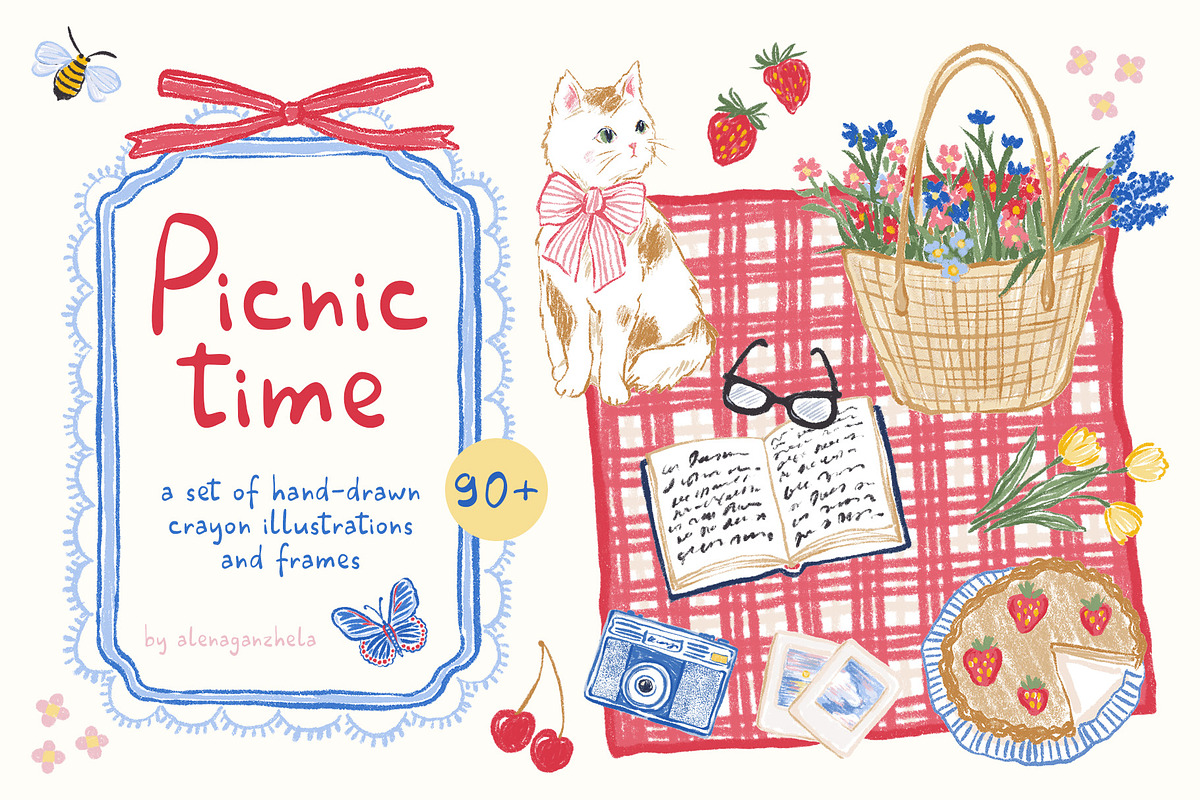 Picnic time - illustrations & frames, an Object Graphic by alenaganzhela (Photo 1 of 11)