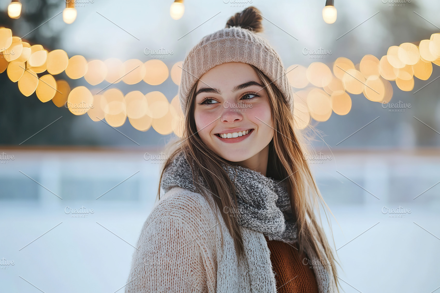Portrait of young girl at ice-skating rink, a Photo by AlyaAnd