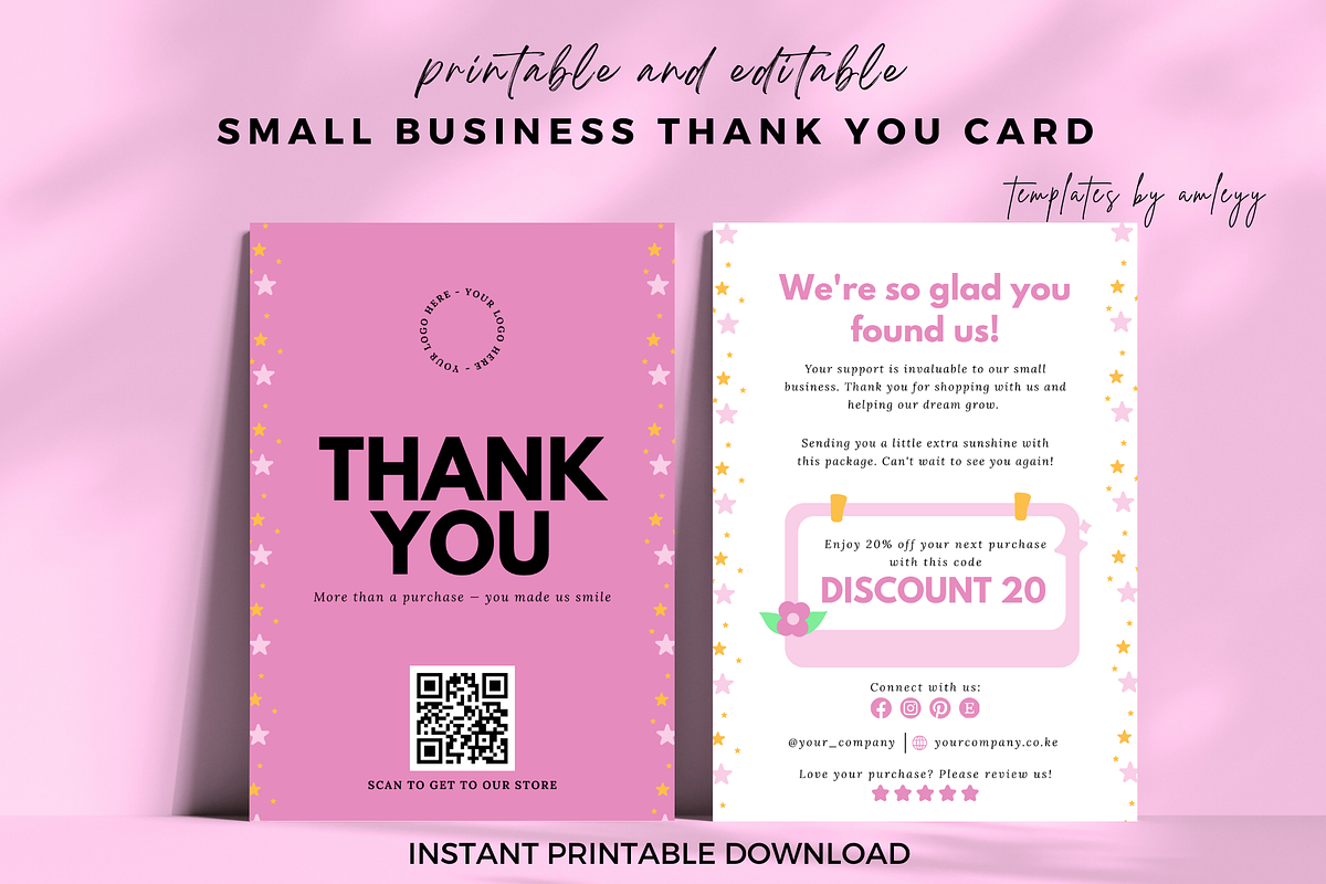 Cute Small Business Thank You Card, a Card Template by Elegant_Studio44 (Photo 1 of 4)