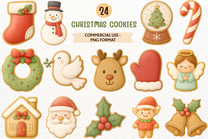 Christmas Gingerbread Cookies PNG, a Food Illustration by SugarCloudStudioArt