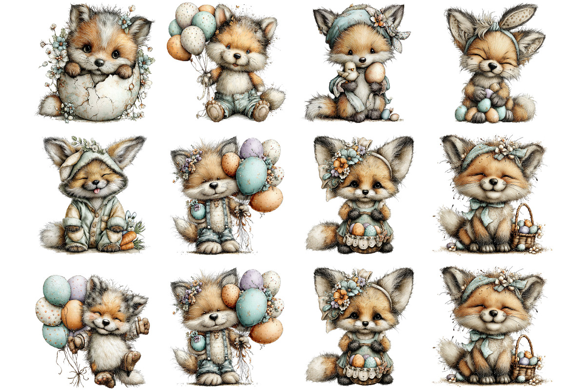 Whimsical Easter Fox Clipart, an Illustration by Designking (Photo 3 of 5)