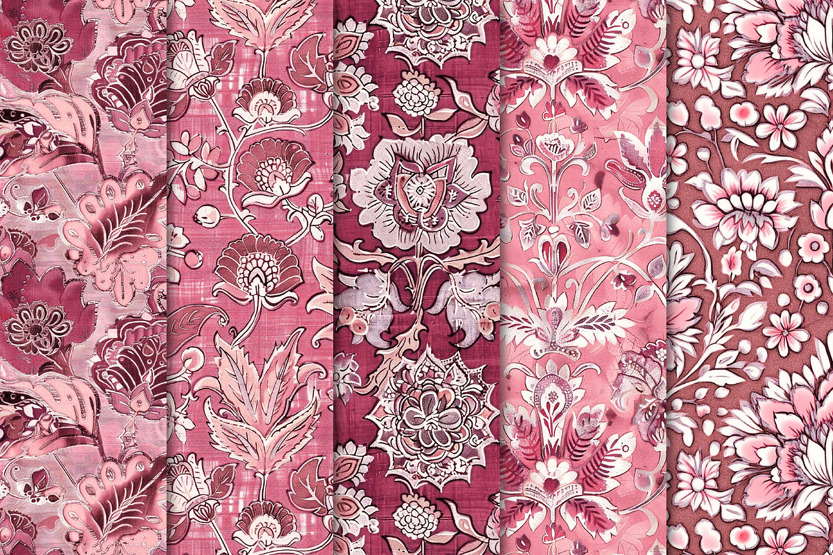 Burgundy Floral Seamless Patterns, a Pattern Graphic by Maishop (Photo 7 of 8)
