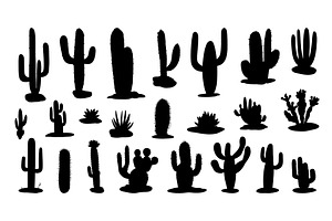 Black Cactus Silhouettes Big Set