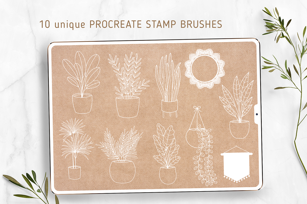 10 Urban Jungle Procreate Stamps, a Brush Add-On by Oh Mia Studio (Photo 2 of 2)
