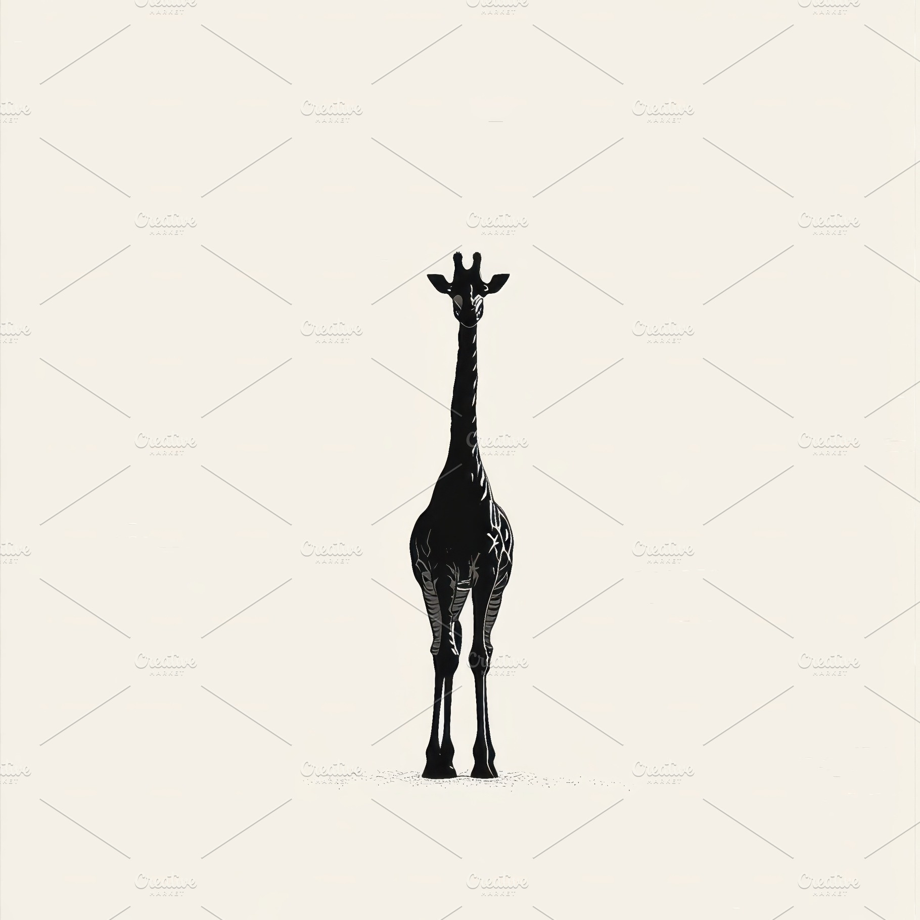 Black Giraffe Silhouette Minimalist, an Animal Photo by Pixeness Studio