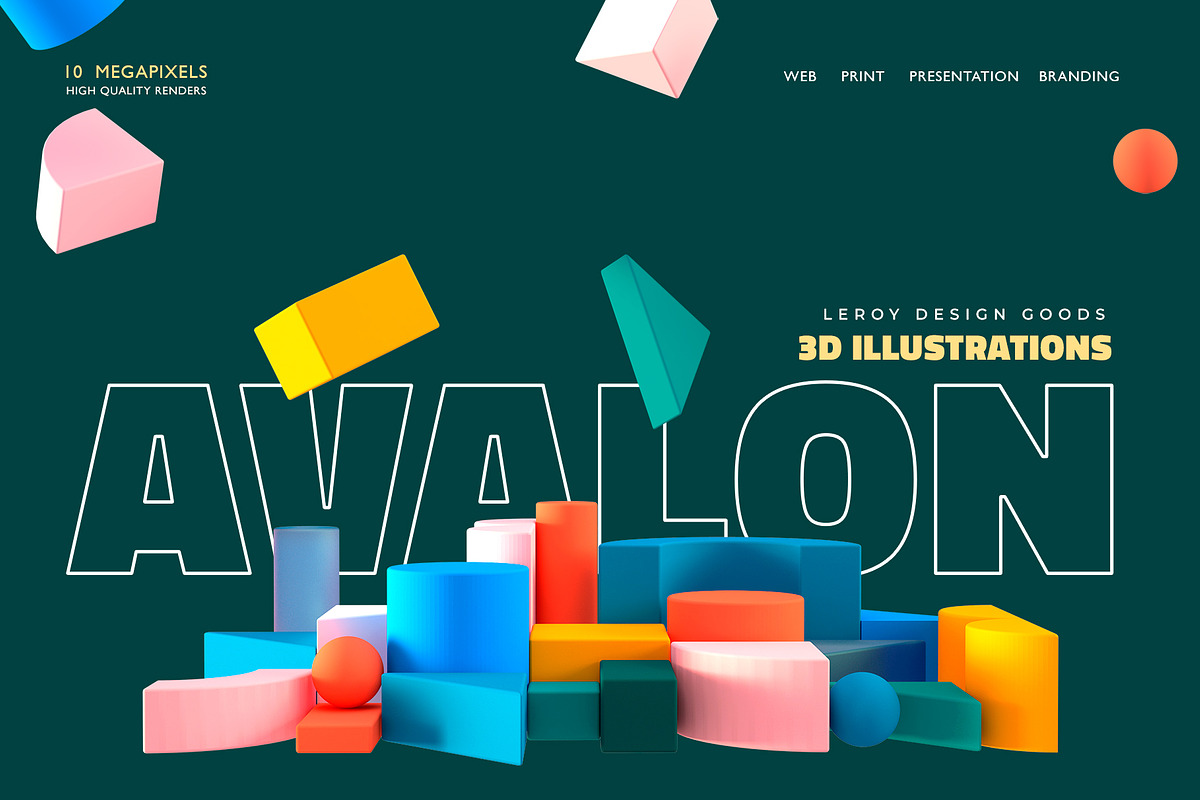 AVALON 3D Abstract Shapes v5, an Illustration by LEROY Design (Photo 3 of 9)