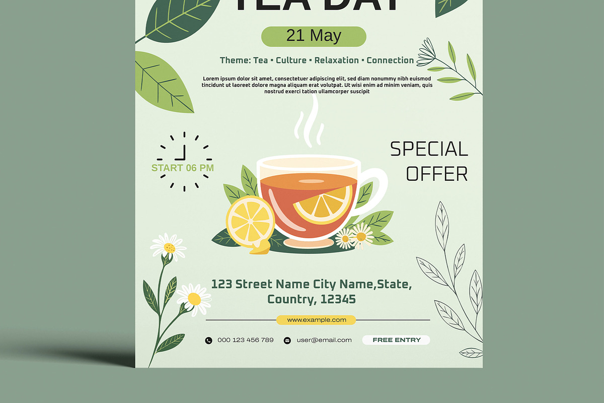 International Tea Day Flyer Template, a Flyer Template by MightyDesign (Photo 5 of 8)