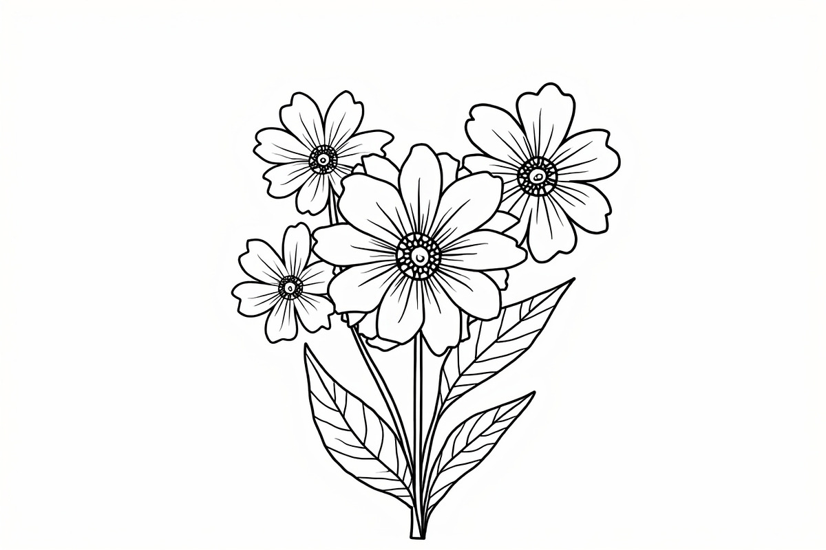 Flower Line Art Coloring Pages Bundl, an Illustration by Artivon (Photo 7 of 9)
