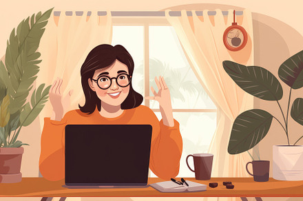 Young woman working at home with lap, a Photo by Iftikhar Alam