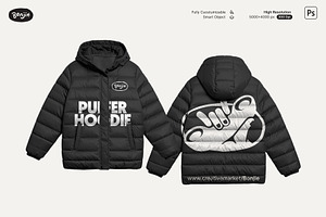 Boxy Puffer Hoodie Mockup