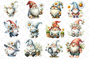 Watercolor Daisy Gnome Clipart, an Illustration by Dream Creation (Thumbnail 2 of 4)