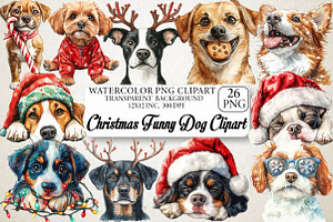 Christmas Funny Dog Clipart, an Illustration by DreamPrint404