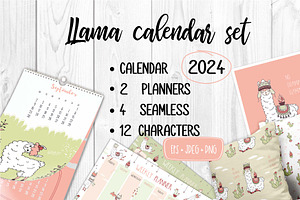 Calendar 2024 With Cute Llamas Bonus