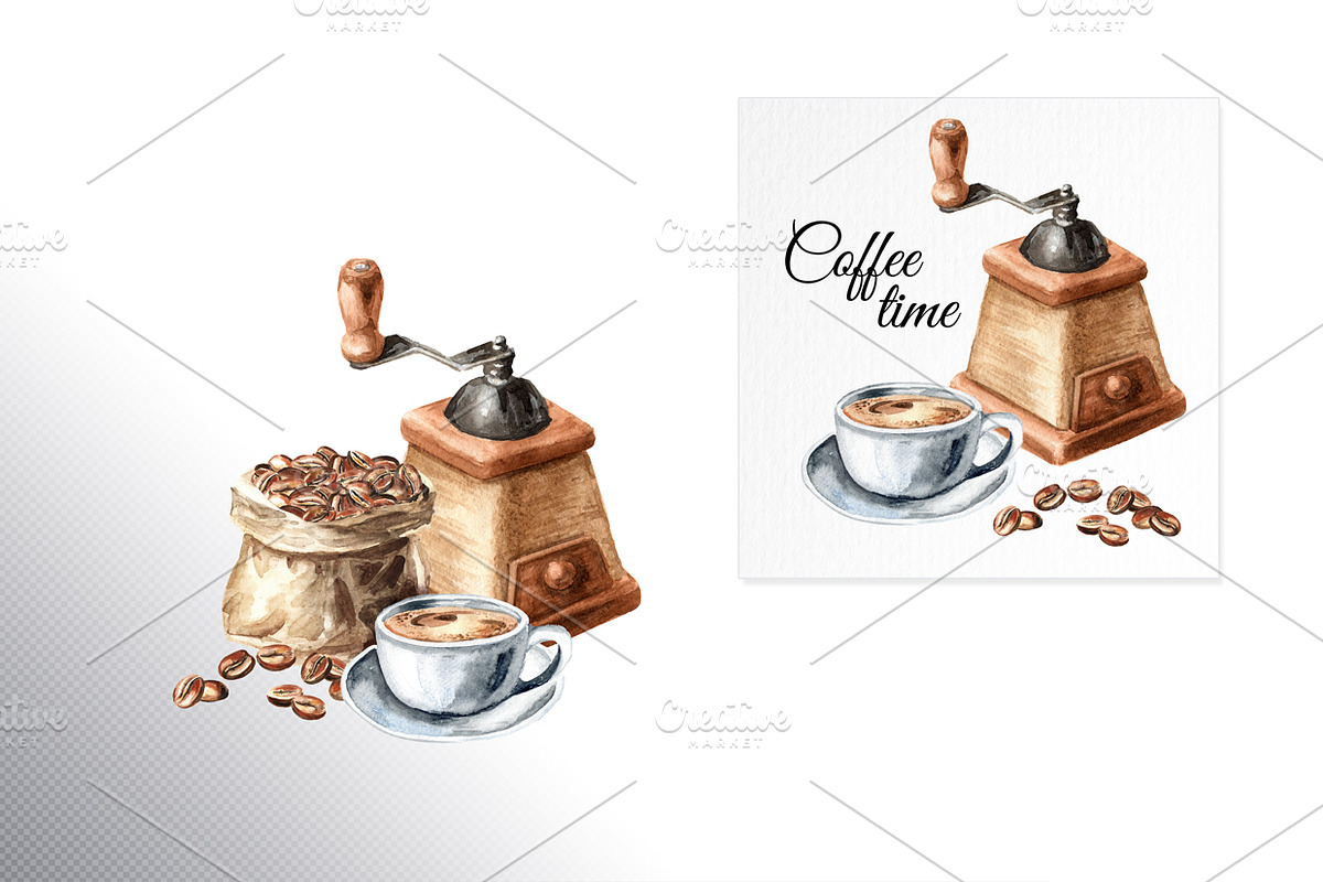 Coffee time. Watercolor collection, a Food Illustration by Daria Ustiugova (Photo 4 of 6)