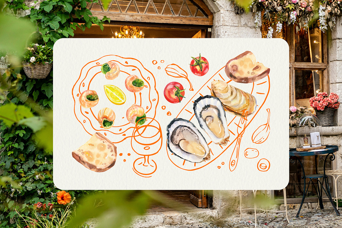 La Mer Mediterranean Seafood Graphic, a Food Illustration by Volha Studio (Photo 2 of 15)
