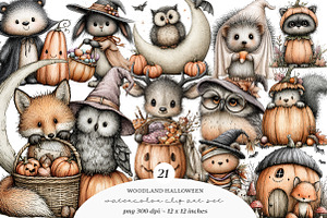 Whimsical Woodland Halloween Clipart, a Transportation Illustration by SinaCreation
