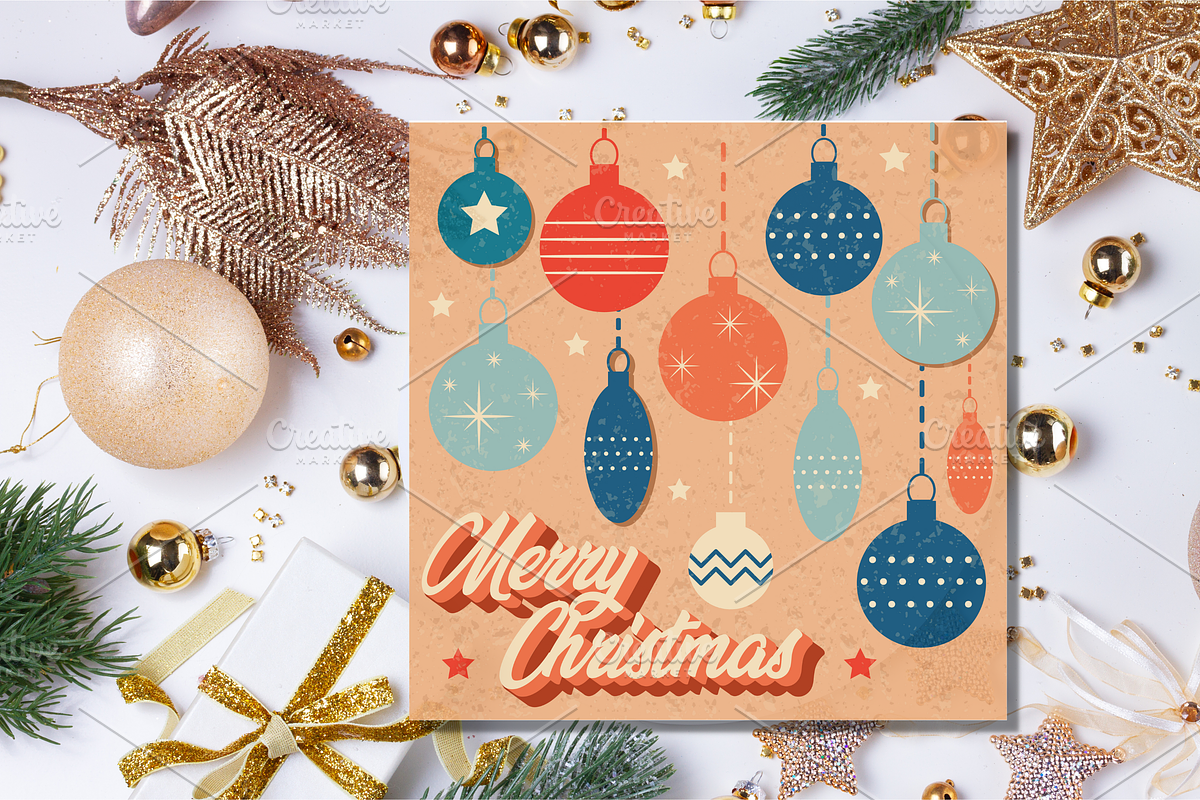 Retro Christmas Greeting Cards, a Decorative Illustration by Art's and patterns (Photo 2 of 19)