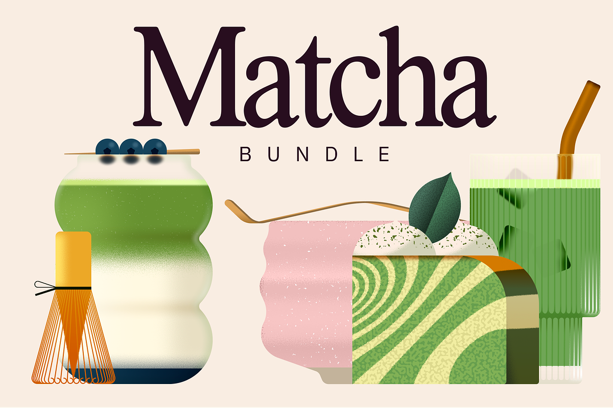 Matcha Illustration Bundle, a Food Illustration by Groovy Goods (Photo 1 of 9)