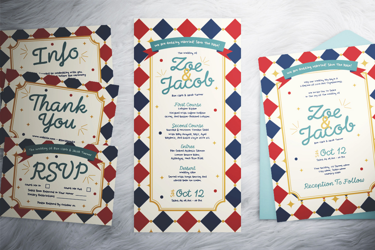 Playful Wedding Invitation Suite, a Flyer Template by The Good Store (Photo 4 of 4)