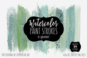 Watercolor Paint Strokes Spearmint