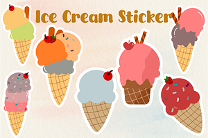 Ice Cream Sticker, illustration
