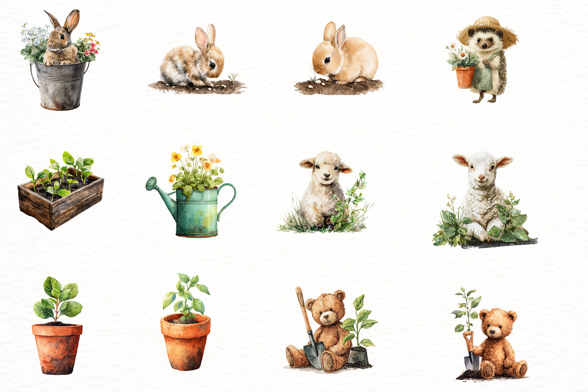 Sweet Garden Watercolor Clipart, an Illustration by Designworld (Photo 3 of 7)