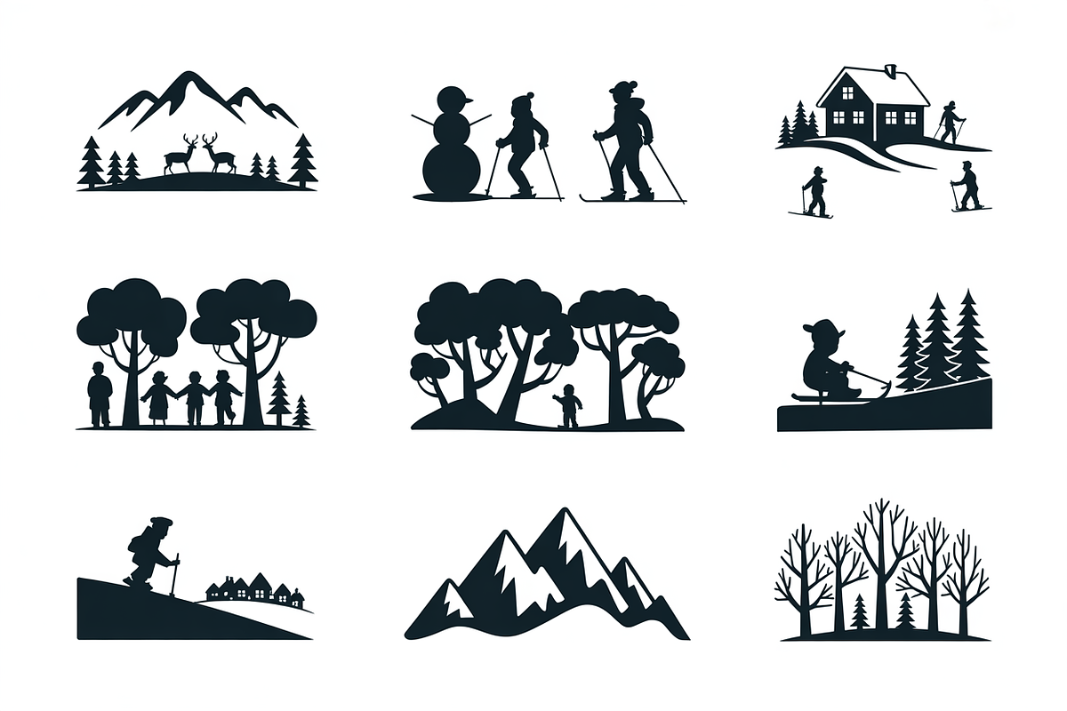 winter landscape snowman silhouettes, an Illustration by Amazin_art (Photo 5 of 7)