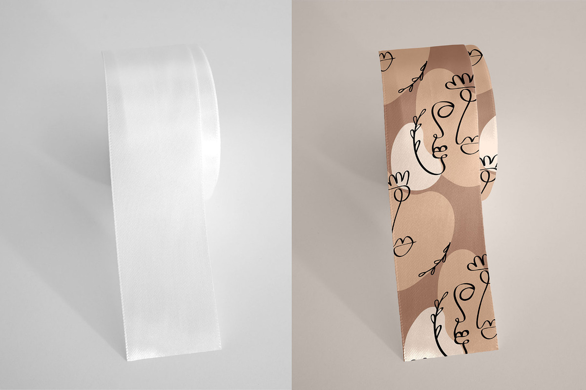 8 Mockups Textured Satin Ribbons, a Packaging Mockup by bazarova (Photo 3 of 12)