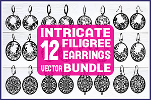 Round Filigree Earrings SVG Set, a Graphic by Creativeshirt