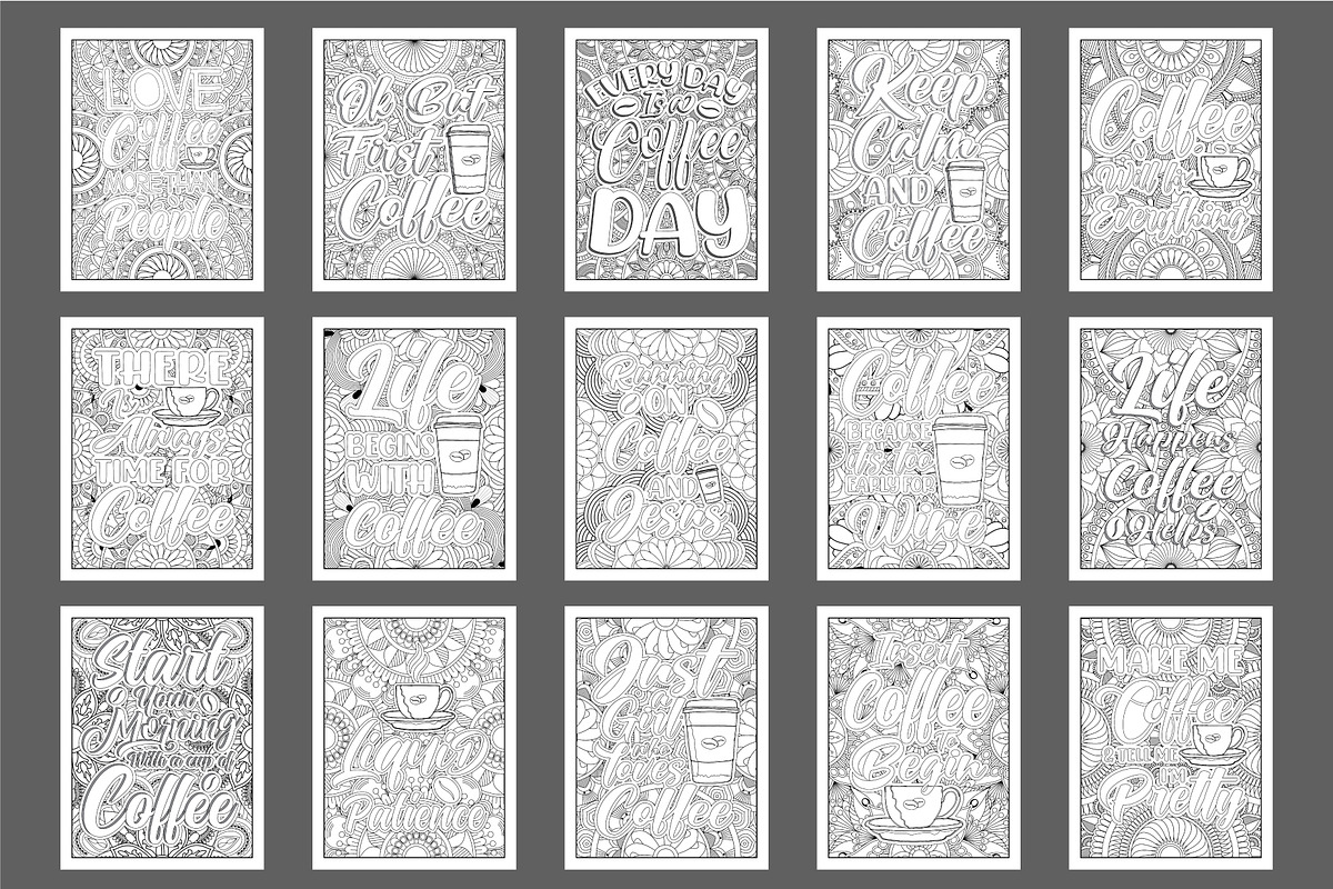 40 Coffee Quotes Coloring Pages, a Food Illustration by Blue Digital Studio (Photo 4 of 4)