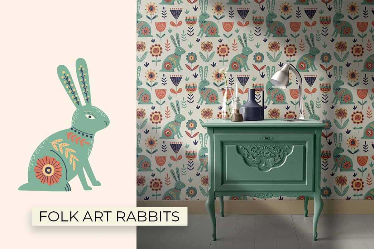 Folk Art Rabbits | 100% hand drawn, an Animal Illustration by Irina Ostapenko (Photo 5 of 7)