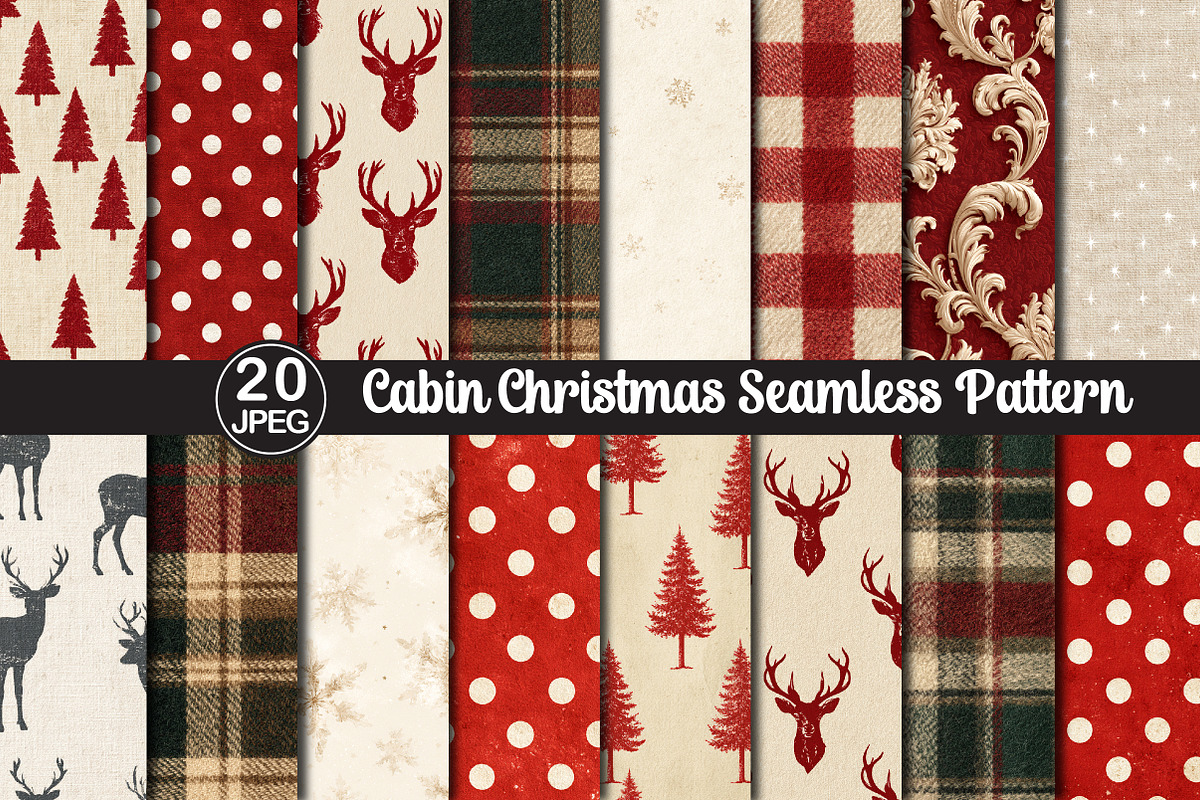 Cabin Christmas Seamless Pattern, a Pattern Graphic by Black Bird Studio (Photo 1 of 6)