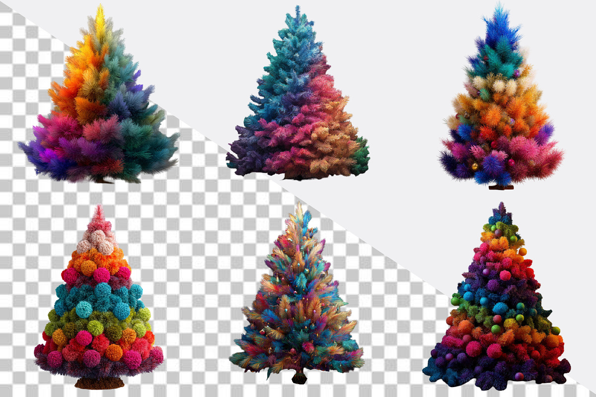 Colorful Christmas Tree Clipart  Bun, an Illustration by SVGArt (Photo 4 of 8)