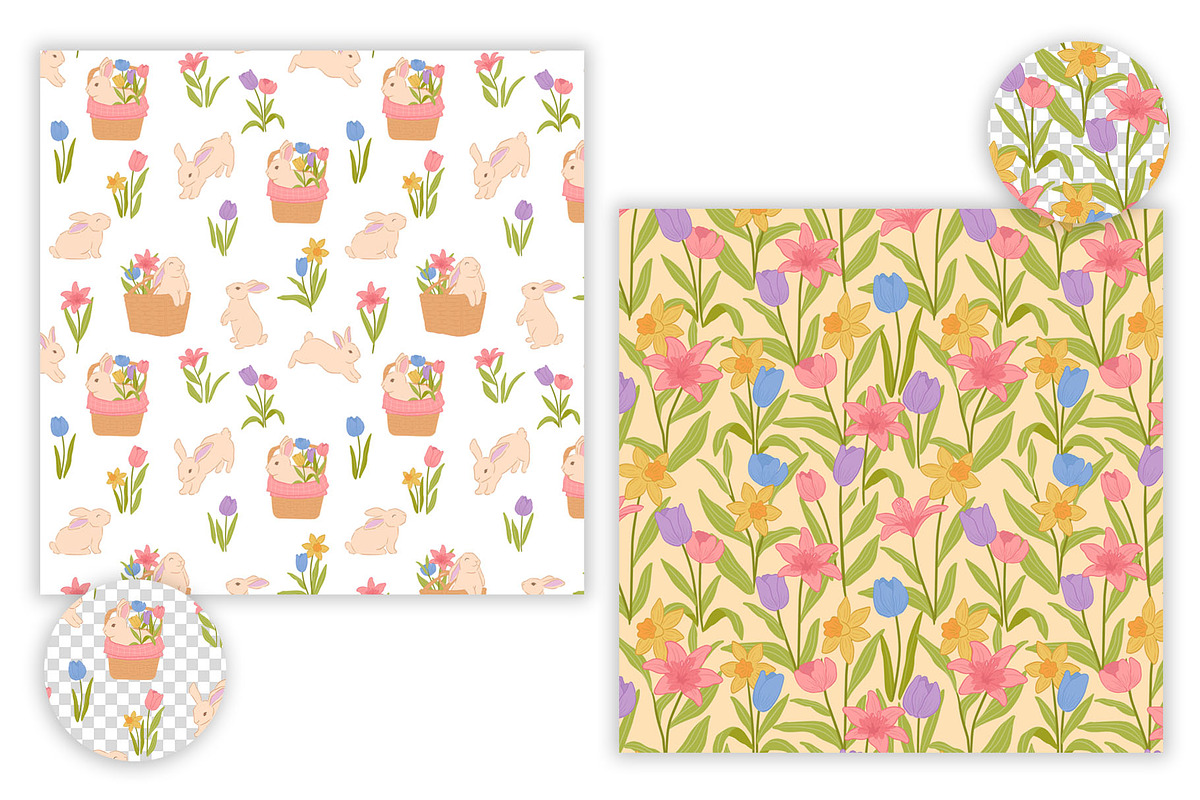 Pastel Spring Easter Bunny Pattern, a Pattern Graphic by CreativeChristiana (Photo 4 of 8)