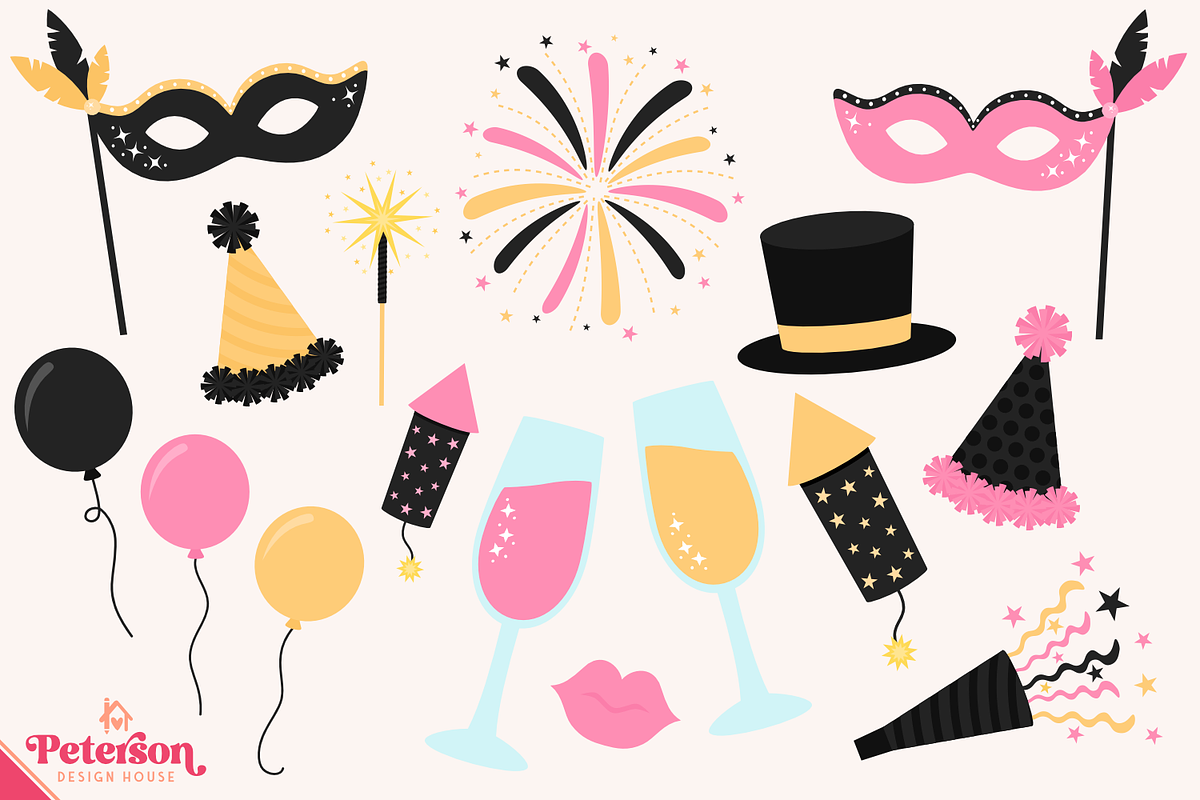 Happy New Year Clipart, an Illustration by Peterson Design House