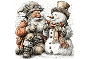 Santa and Snowman Clipart JPG, a Seasonal Illustration by Memories By Lea (Thumbnail 12 of 18)