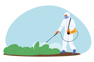 Man in special suit sprays, a Person Illustration by Vectorbuum