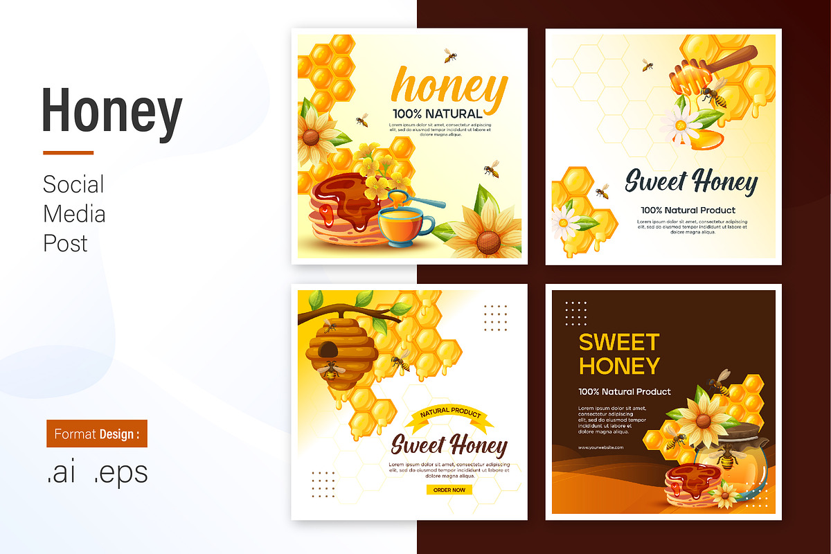 Honey Social Media Post Design, a Social Media Template by shin_std