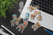 Set of wooden chair sticker design, a Graphic by Allmostudio (Thumbnail 4 of 4)