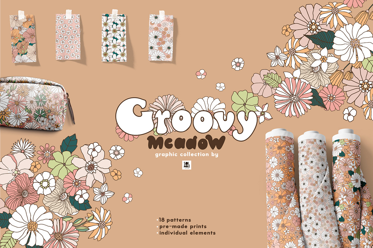 Groovy Meadow floral collection, a Pattern Graphic by solmariart (Photo 1 of 10)