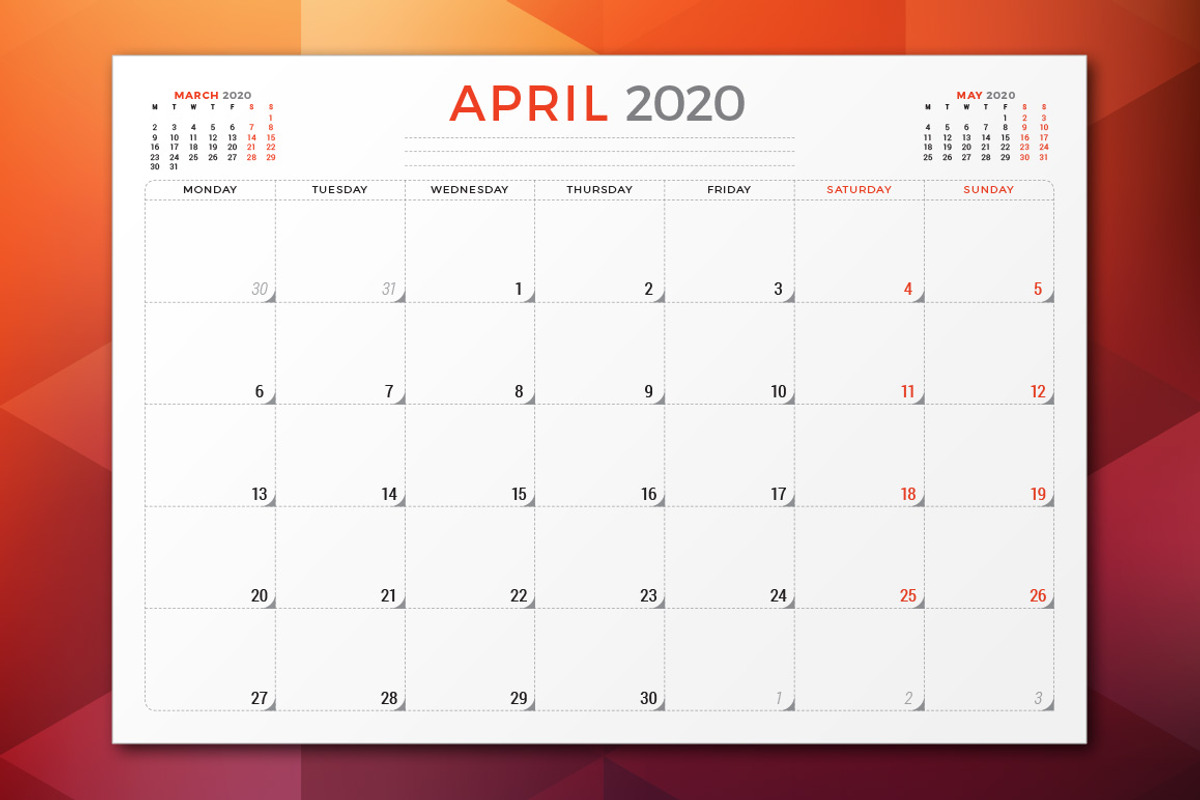 Monthly Planner 2020, a Stationery Template by AntartStock (Photo 4 of 6)
